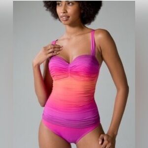 Blue Rod Beattie one piece ombre orange purple bathing suit size 10